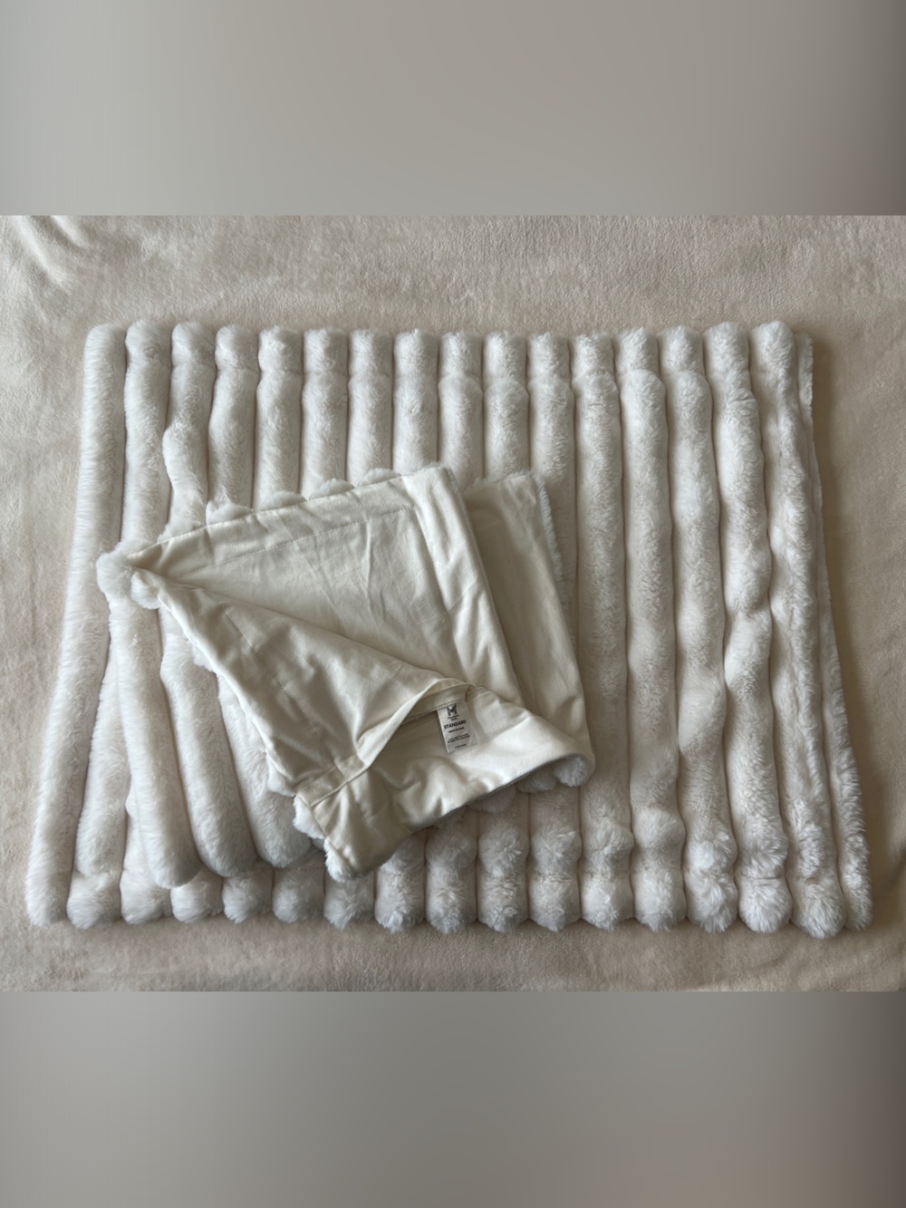 Plush Ribbed standard pillow shams in Cream - Soft Luxe Bedding